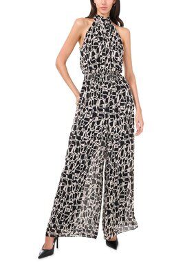 Vince Camuto Women's Halter Smocked-Waist Jumpsuit Size M L